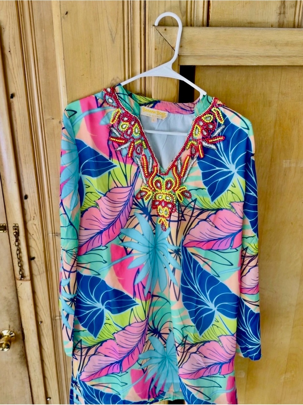 Vintage Banana Republic Womans Multicolor Tropical One-Piece Dress or Coverup L